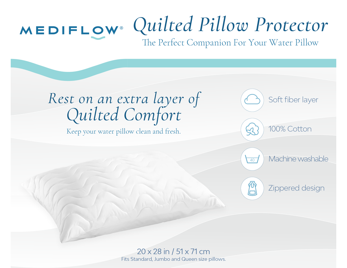 100% Cotton Quilted Pillow Protector - Give your water pillow an extra layer of comfort